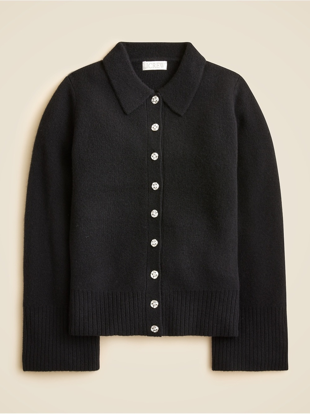 NWT J.Crew Milano-Stitch Lambswool Crystal Button Cinched-Waist Cardigan S